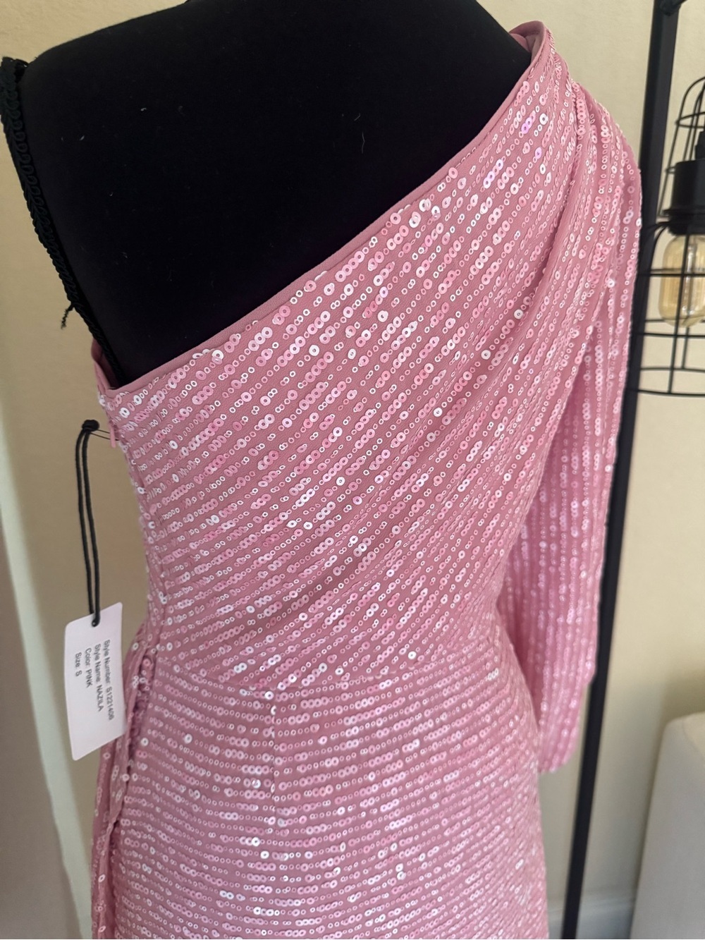 Saylor Nazila Pink Sequin One Shoulder Mini Dress NWT Size Small Party - Picture 9 of 11